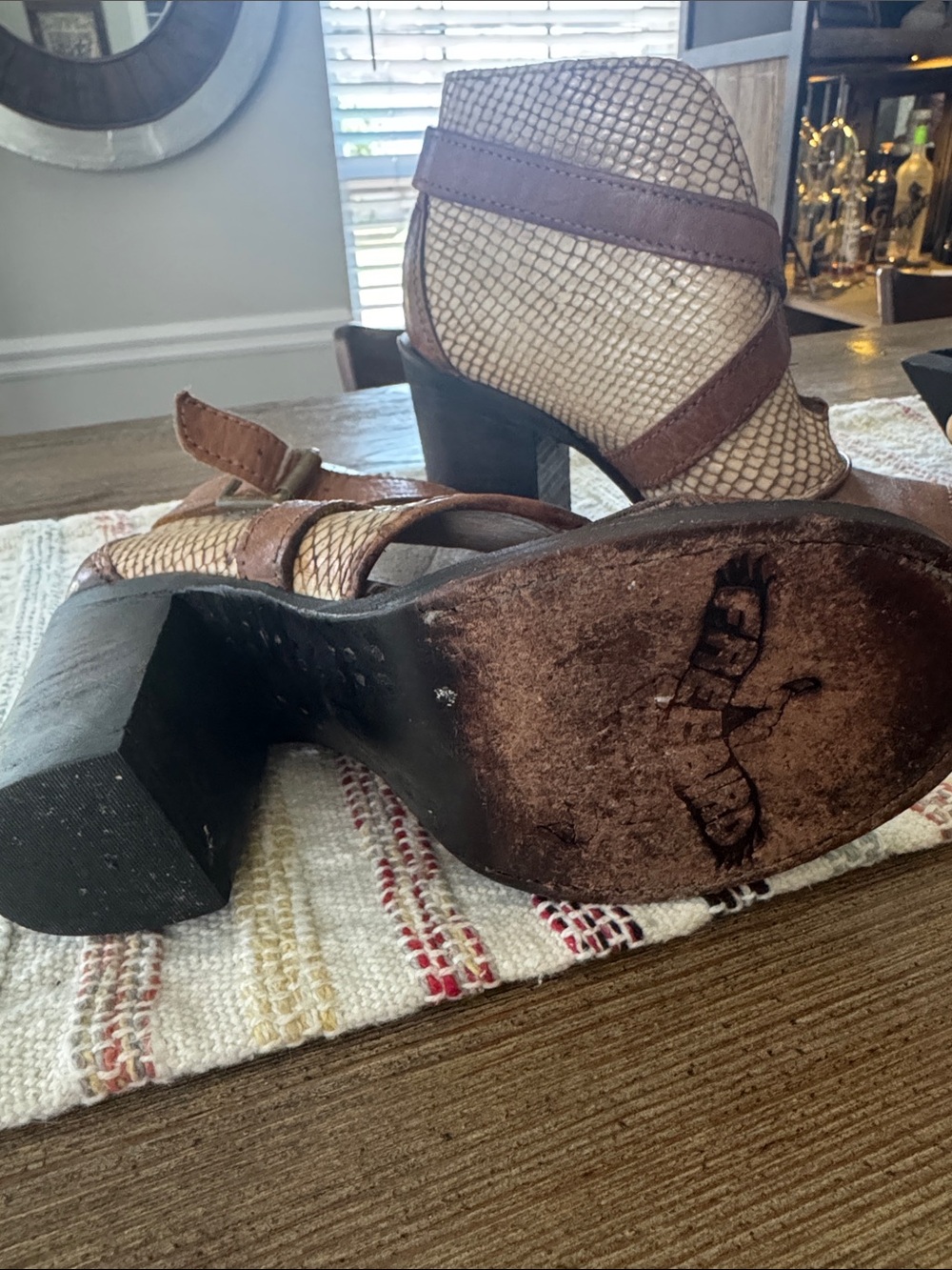 Freebird Women’s Brown Leather Peep-Toe Ankle Sandal - Picture 3 of 3